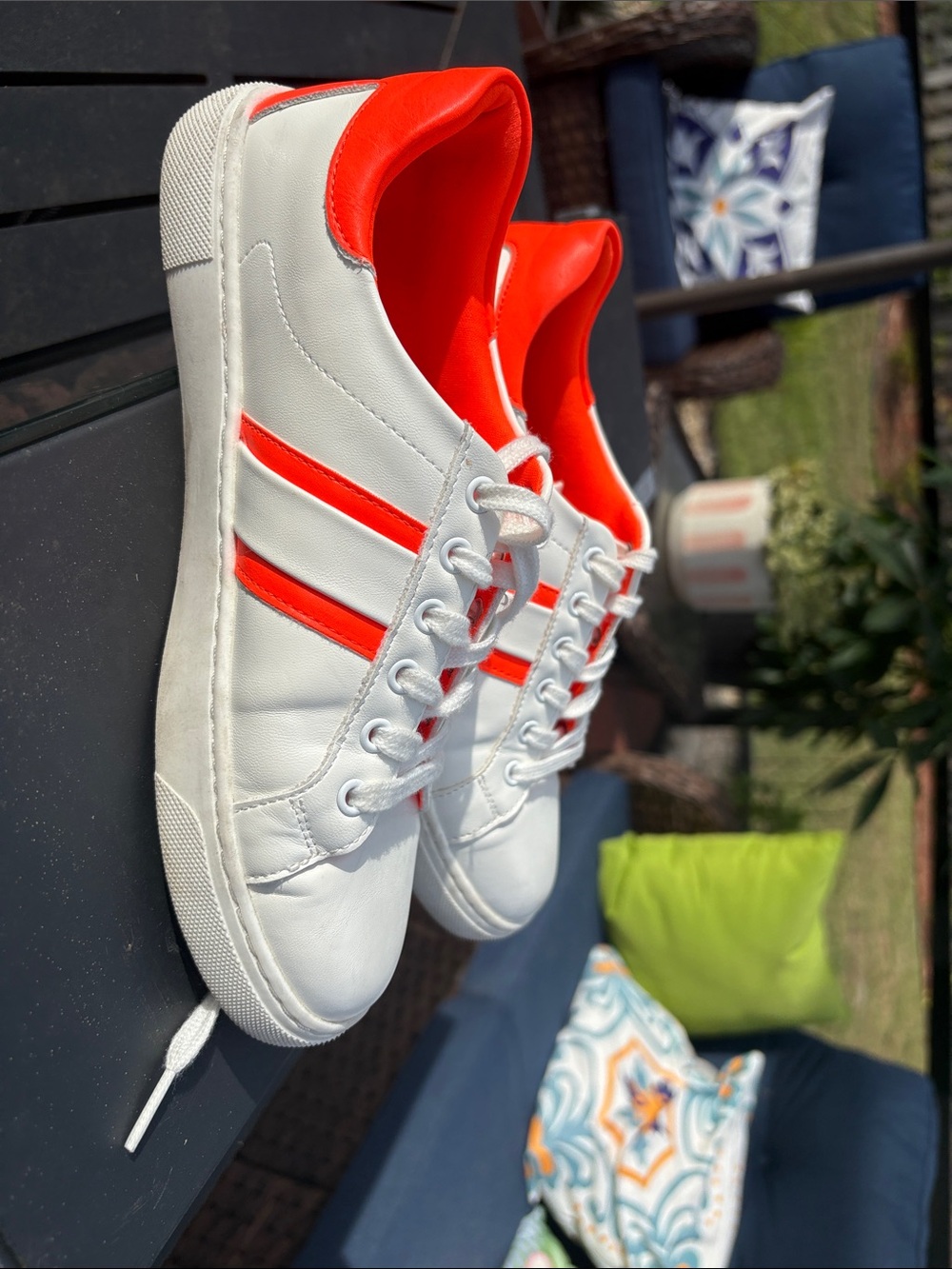 Aldo White Sneakers with Neon Orange Trim